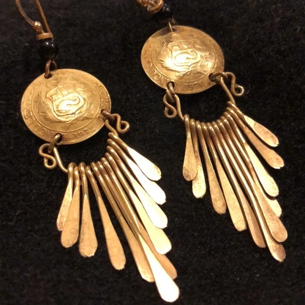 10 centavos Brass coin earrings… just polished - Picture 1 of 7